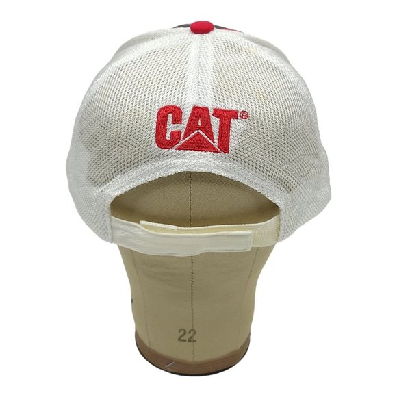 Caterpillar 3D Logo Mesh Strapback Cap Trucker Baseball Hat CAT Blue Red - Picture 4 of 12